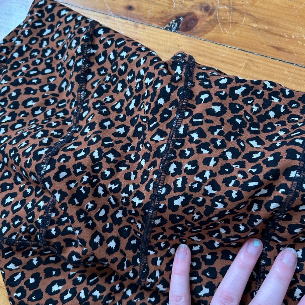 Free People Leopard-Print Brown & Black High-Rise Bike Shorts - Picture 5 of 7